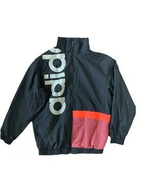adidas Black Windbreaker Jacket with Coral and Pink Panels
